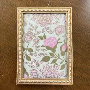 Vtg Ornate Gold Photo Picture Frame Floral Art Moody Easel Cottagecore Mini 2x3